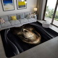 Hip Hop Living Room Rug Black Optical Illusions Skull Rug Polypropylene Stain Resistant Pet Friendly Non-Slip Back Area Rug