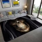 Hip Hop Living Room Rug Black Optical Illusions Skull Rug Polypropylene Stain Resistant Pet Friendly Non-Slip Back Area Rug