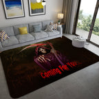 Hip Hop Living Room Rug Black Optical Illusions Skull Rug Polypropylene Stain Resistant Pet Friendly Non-Slip Back Area Rug