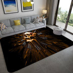 Hip Hop Living Room Rug Black Optical Illusions Skull Rug Polypropylene Stain Resistant Pet Friendly Non-Slip Back Area Rug
