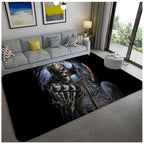 Hip Hop Living Room Rug Black Optical Illusions Skull Rug Polypropylene Stain Resistant Pet Friendly Non-Slip Back Area Rug