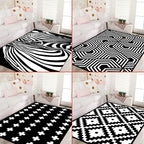 Black and White Novelty Rug Polypropylene Optical Illusions Geometric Carpet Stain Resistant Pet Friendly Non Slip Rug for Home