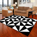 Black and White Novelty Rug Polypropylene Optical Illusions Geometric Carpet Stain Resistant Pet Friendly Non Slip Rug for Home