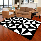Black and White Novelty Rug Polypropylene Optical Illusions Geometric Carpet Stain Resistant Pet Friendly Non Slip Rug for Home