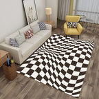 Enchanting Multicolor Novelty Carpet Synthetic Twist Checker 3D Illusion Rug Machine Washable Pet Friendly Non-Slip Rug for Room