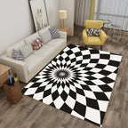 Enchanting Multicolor Novelty Carpet Synthetic Twist Checker 3D Illusion Rug Machine Washable Pet Friendly Non-Slip Rug for Room