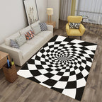Enchanting Multicolor Novelty Carpet Synthetic Twist Checker 3D Illusion Rug Machine Washable Pet Friendly Non-Slip Rug for Room