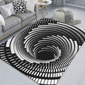 Modern Brain Deception 3D Carpet Black Synthetic Area Rug Machine Washable Stain Resistant Non-Slip Rug for Living Room