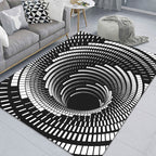 Modern Brain Deception 3D Carpet Black Synthetic Area Rug Machine Washable Stain Resistant Non-Slip Rug for Living Room