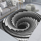 Modern Brain Deception 3D Carpet Black Synthetic Area Rug Machine Washable Stain Resistant Non-Slip Rug for Living Room