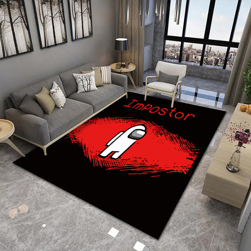Modern Brain Deception 3D Carpet Black Synthetic Area Rug Machine Washable Stain Resistant Non-Slip Rug for Living Room