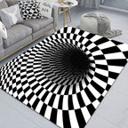 Modern Brain Deception 3D Carpet Black Synthetic Area Rug Machine Washable Stain Resistant Non-Slip Rug for Living Room