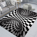 Modern Brain Deception 3D Carpet Black Synthetic Area Rug Machine Washable Stain Resistant Non-Slip Rug for Living Room