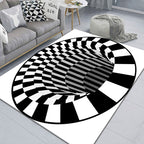 Modern Brain Deception 3D Carpet Black Synthetic Area Rug Machine Washable Stain Resistant Non-Slip Rug for Living Room