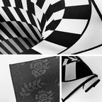 Interesting Novelty Dress Black-White 3D Illusion Checkered Fleece Stain-Resistant Pet-Friendly Anti-Slip Background Rug for Bedroom