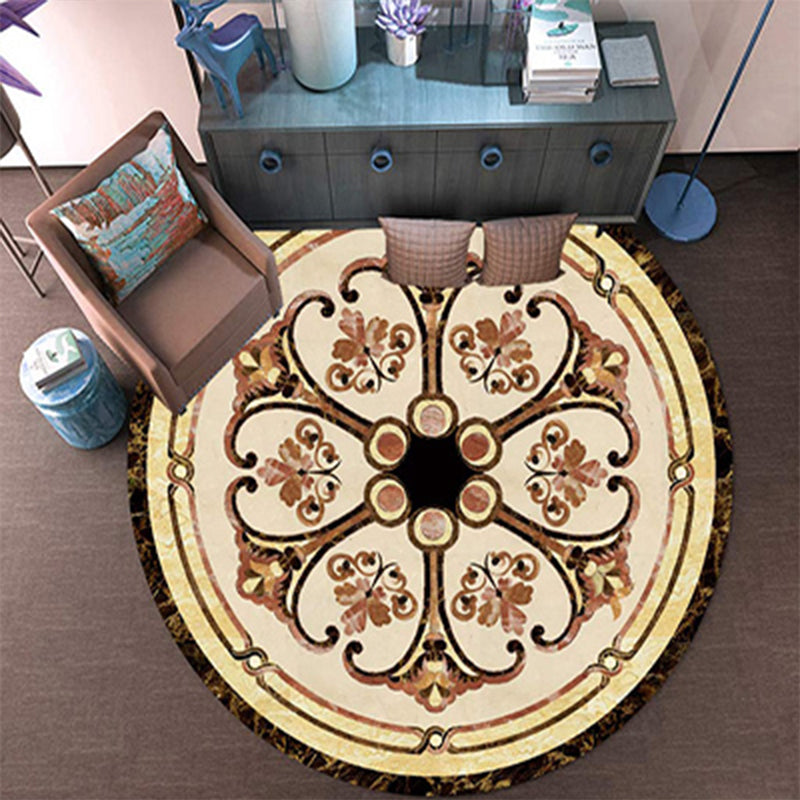 Victorian Bedroom Carpet Multicolored Peony Carpet Polyester Stain Resistant Washable Non-Slip Carpet
