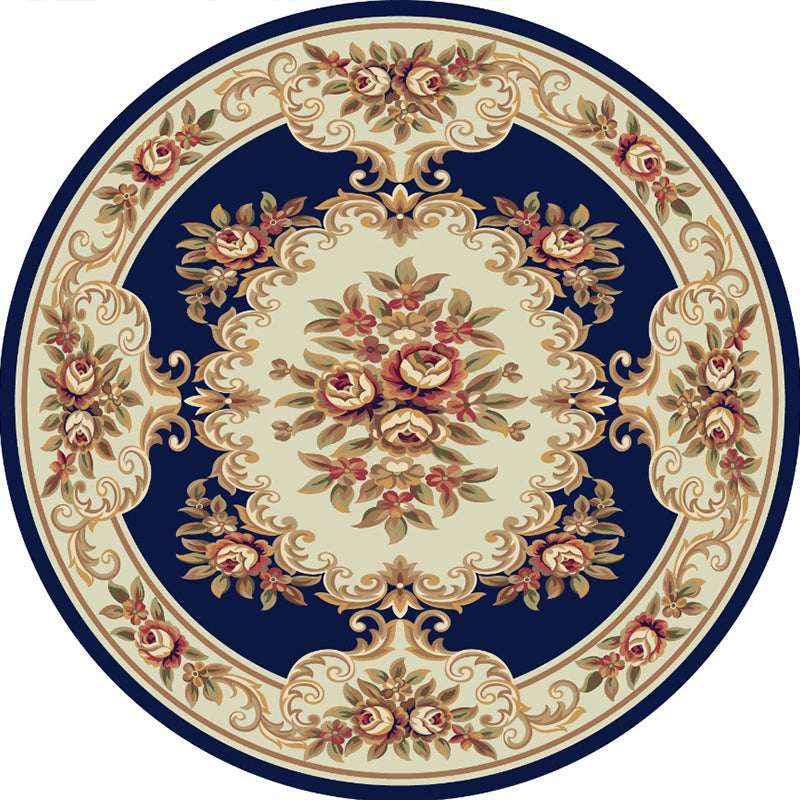 Victorian Bedroom Carpet Multicolored Peony Carpet Polyester Stain Resistant Washable Non-Slip Carpet