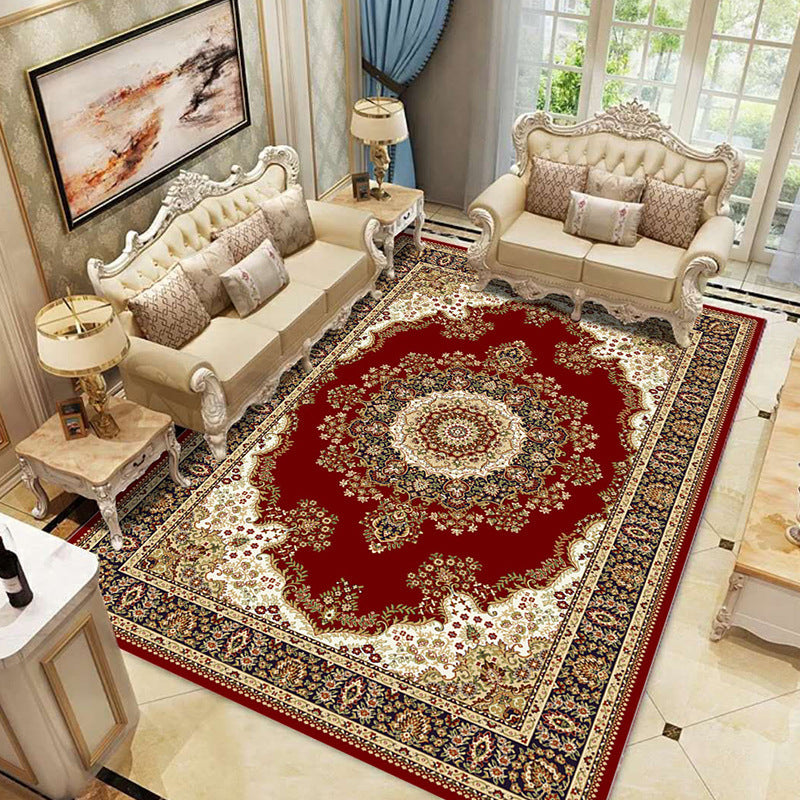 Beautiful multicolored jacquard rug polypropylene traditional rug stain-resistant washable non-slip backing rug for room