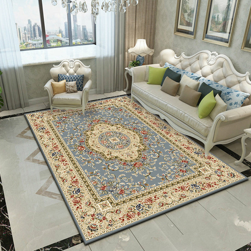 Glam Floral Swirls Rug Multicolor Victorian Rug Synthetic Pet Friendly Non-Slip Stain Resistant Carpet for Home