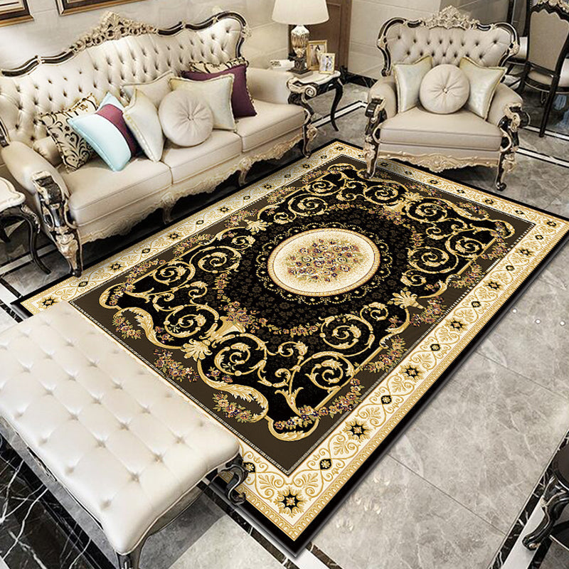 Glam Floral Swirls Rug Multicolor Victorian Rug Synthetic Pet Friendly Non-Slip Stain Resistant Carpet for Home