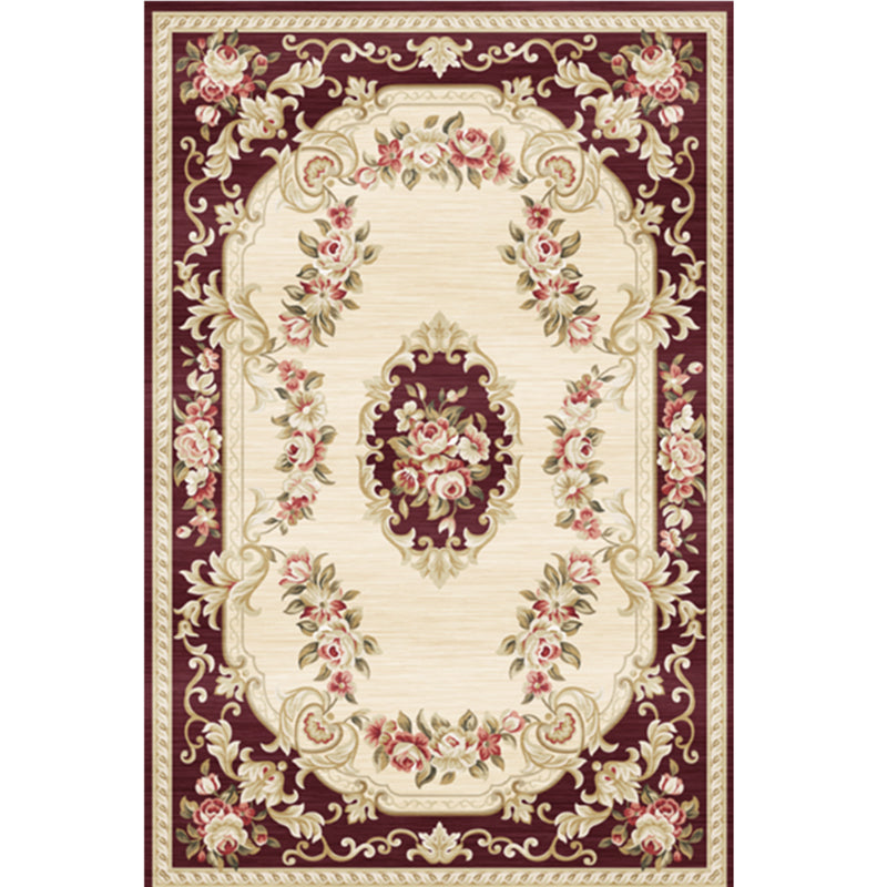 Peony Patterned Rug Multicolor Rug Stain Resistant Non-Slip Back Machine Washable Rug for Living Room