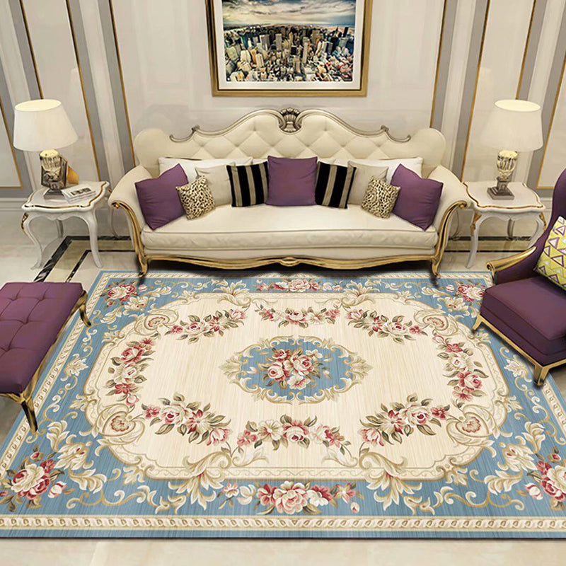 Peony Patterned Rug Multicolor Rug Stain Resistant Non-Slip Back Machine Washable Rug for Living Room