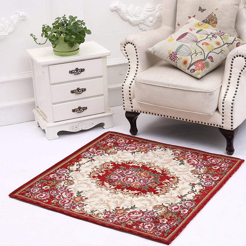 Victorian Style Foyer Carpet Multicolored Floral Pattern Carpet Polypropylene Pet Friendly Non-Slip Back Washable Carpet
