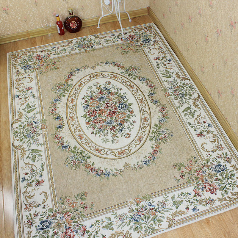 Victorian living room carpet Multicolored peony carpet Cotton Machine washable Non-slip back Carpet