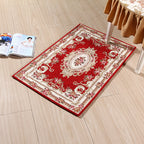 Multicolored Doormat Traditional Peonies Rug Polyester Stain Resistant Non-Slip Backing Washable Rug