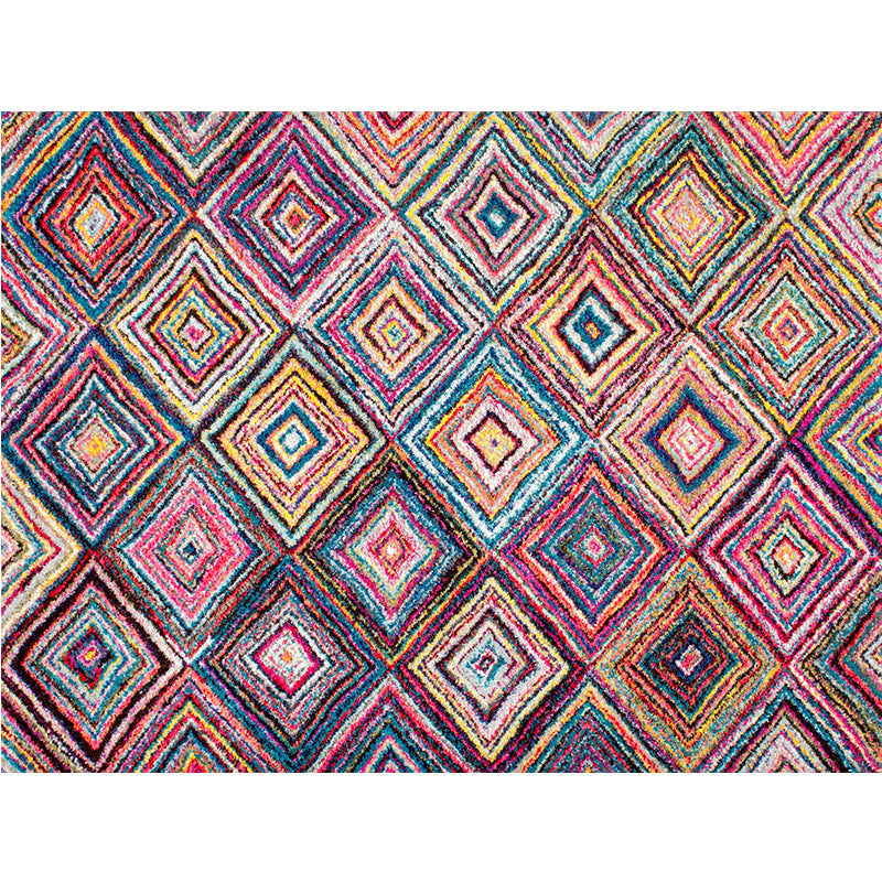 Worn Moroccan Rug Multicolored Patterned Rug Non-Slip Machine Washable Stain Resistant Rug for Home