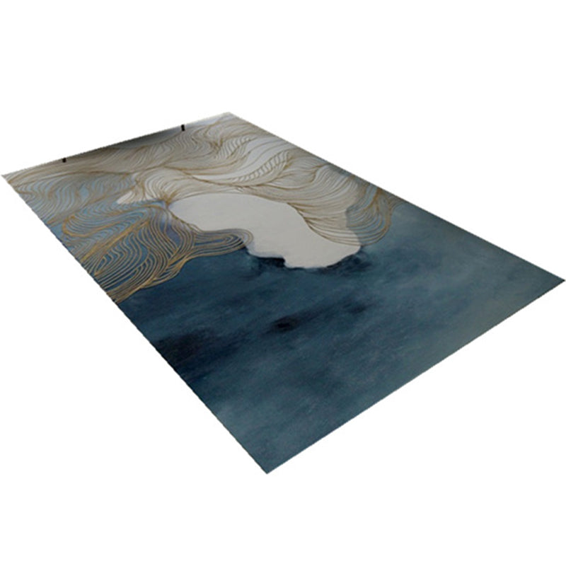 Asian abstract flowing print carpet Multicolor synthetic carpet pet-friendly washable non-slip flooring for living room