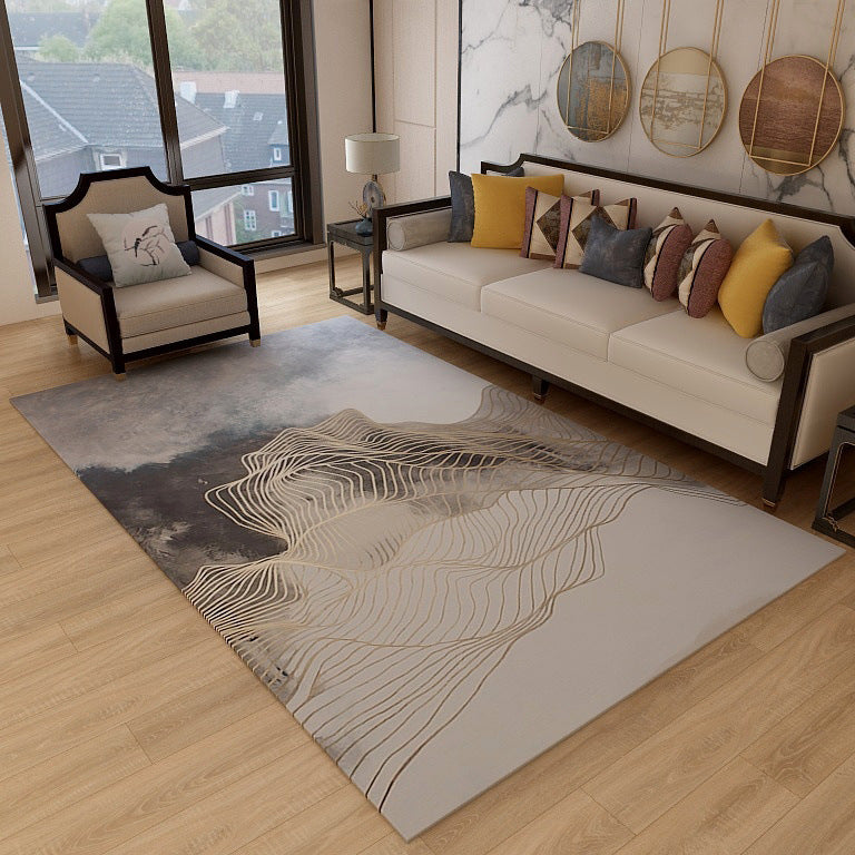 Asian abstract flowing print carpet Multicolor synthetic carpet pet-friendly washable non-slip flooring for living room