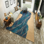 New Chinoiserie Area Rug Multi Colored Abstract Wave Rug Stain Resistant Washable Non-Slip Backing Rug for Lounge