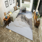 New Chinoiserie Area Rug Multi Colored Abstract Wave Rug Stain Resistant Washable Non-Slip Backing Rug for Lounge
