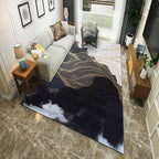 New Chinoiserie Area Rug Multi Colored Abstract Wave Rug Stain Resistant Washable Non-Slip Backing Rug for Lounge