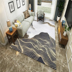 New Chinoiserie Area Rug Multi Colored Abstract Wave Rug Stain Resistant Washable Non-Slip Backing Rug for Lounge
