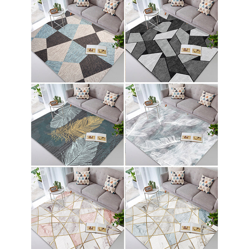 Beautiful Nordic Style Carpet Multicolor Geometric Color Block Carpet Machine Washable Stain Resistant Non-Slip Carpet for Large Room