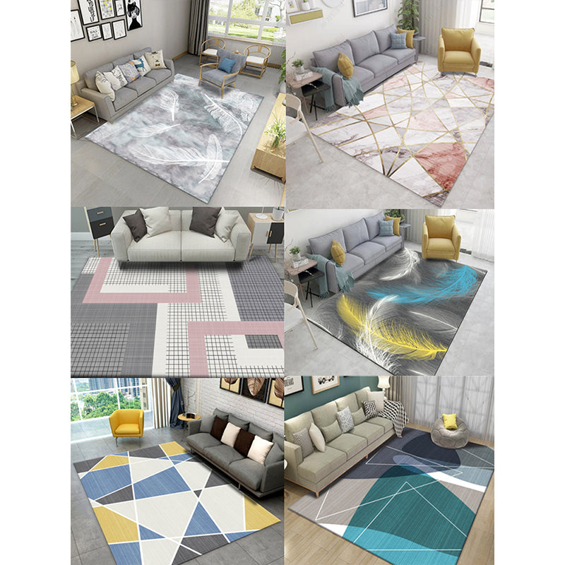 Beautiful Nordic Style Carpet Multicolor Geometric Color Block Carpet Machine Washable Stain Resistant Non-Slip Carpet for Large Room