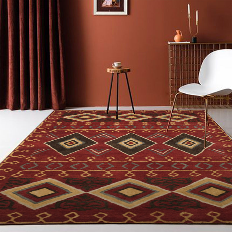 Exotic antique carpet multicolored geometric print rug non-slip back pet-friendly machine washable rug for large room