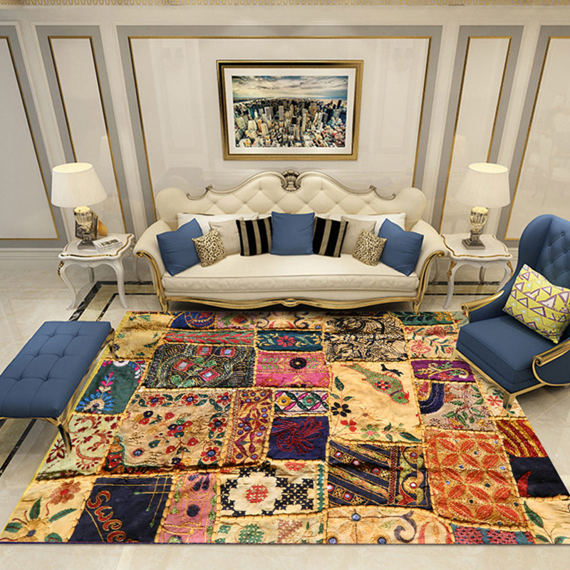 Nostalgia Chamber Rug Multicolored Jacquard Rug Synthetic Pet Friendly Non-Slip Back Machine Washable Rug