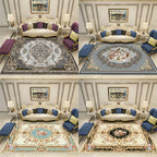Grandeur Multicolored Victorian Carpet Polyester Floral Pattern Carpet Pet Friendly Washable Non-Slip Carpet for Living Room