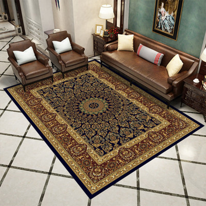 Grandeur Multicolored Victorian Carpet Polyester Floral Pattern Carpet Pet Friendly Washable Non-Slip Carpet for Living Room