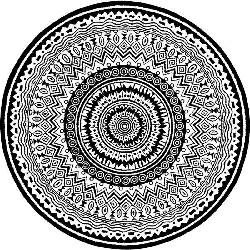 Stylish Mandala Print Rug Multicolored Moroccan Rug Polypropylene Stain Resistant Pet Friendly Non-Slip Backing Rug for Home