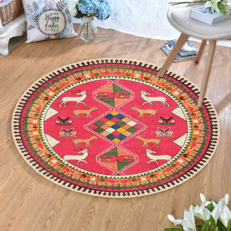 Ethnic Multicolor Print Carpet Polyester Persian Carpet Stain Resistant Machine Washable Non-Slip Carpet for the Living Room