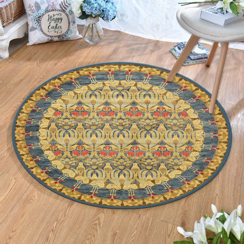 Ethnic Multicolor Print Carpet Polyester Persian Carpet Stain Resistant Machine Washable Non-Slip Carpet for the Living Room