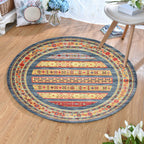 Ethnic Multicolor Print Carpet Polyester Persian Carpet Stain Resistant Machine Washable Non-Slip Carpet for the Living Room