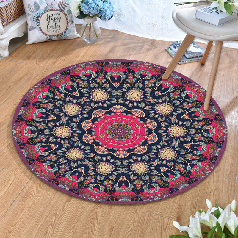 Ethnic Multicolor Print Carpet Polyester Persian Carpet Stain Resistant Machine Washable Non-Slip Carpet for the Living Room
