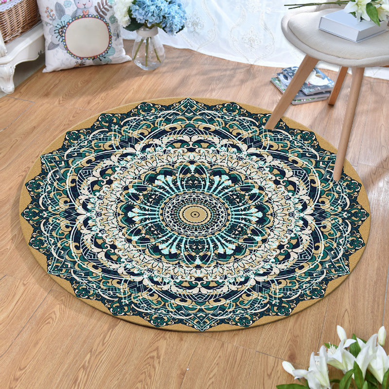 Ethnic Multicolor Print Carpet Polyester Persian Carpet Stain Resistant Machine Washable Non-Slip Carpet for the Living Room