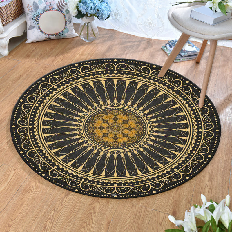 Ethnic Multicolor Print Carpet Polyester Persian Carpet Stain Resistant Machine Washable Non-Slip Carpet for the Living Room