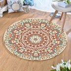 Ethnic Multi-Color Print Rug Polyester Persian Rug Stain Resistant Machine Washable Non-Slip Back Rug for the Living Room